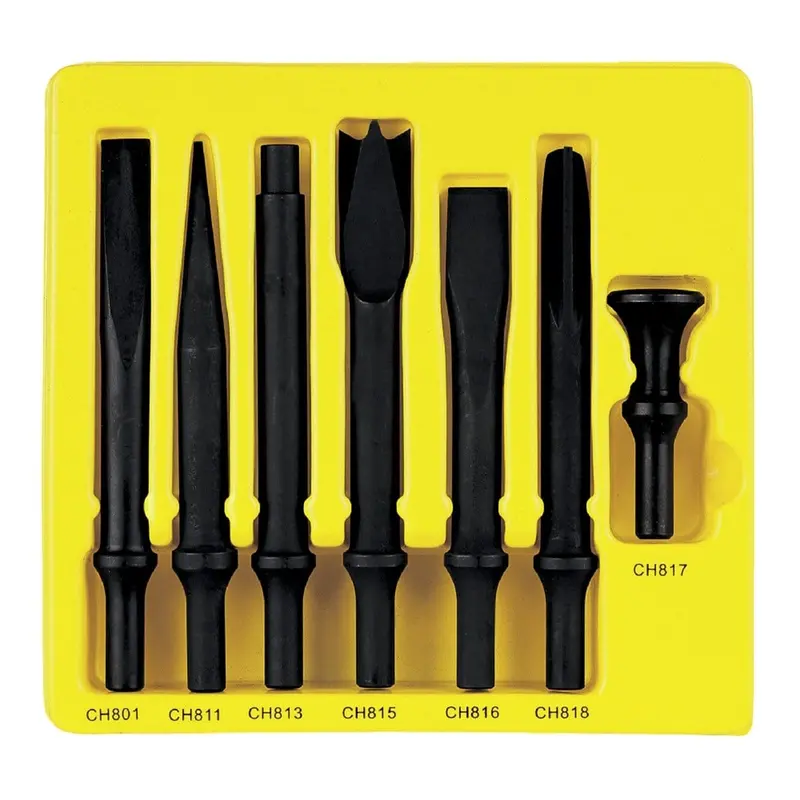 Grey Pneumatic Cs807 Heavy-Duty 7-Piece Chisel Set — .498" Shank 1